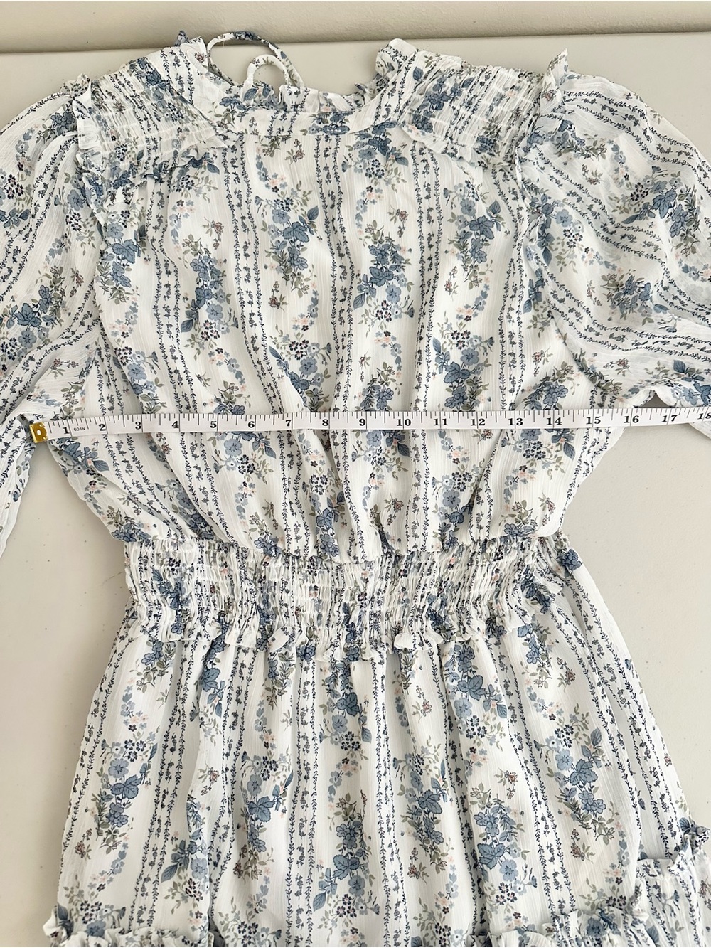 Blu Pepper Blue Floral Prairie Midi Dress Cottagecore Boho Size M Milkmaid Flowy - Picture 7 of 8